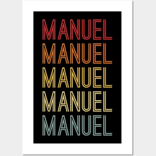 Manuel Name Vintage Retro Pattern Posters and Art